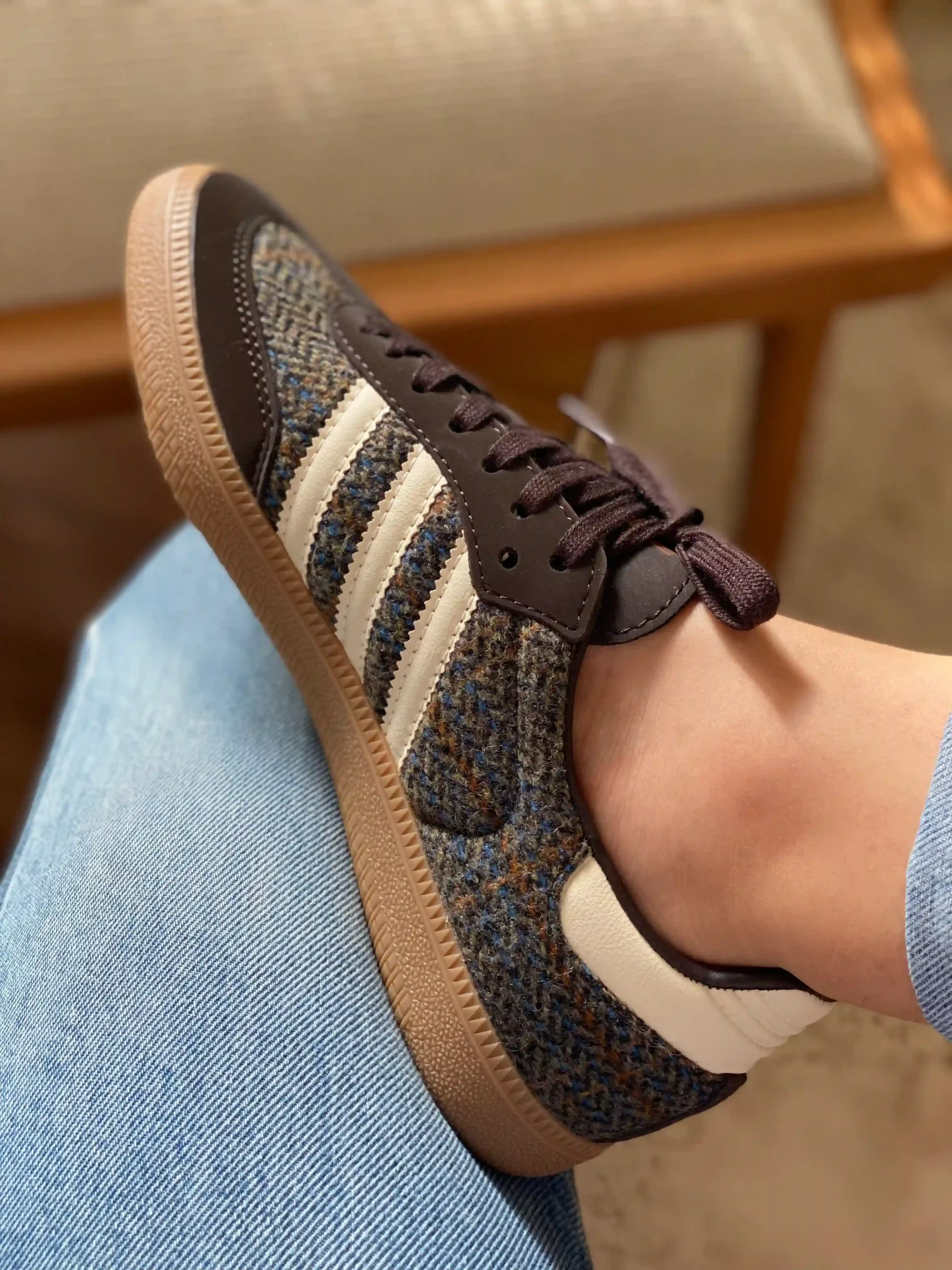 adidas samba og dark brown x harris tweed 3-optimized کفش آدیداس سامبا قهوهای طرحدار