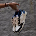 کتونی ایر جردن 1(وان) سفید مشکی آبی /jordan 1 retro low og sp fragment x travis scott